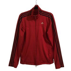ADIDAS Red/Black Stripe Zip Front Activewear Jacket (L)